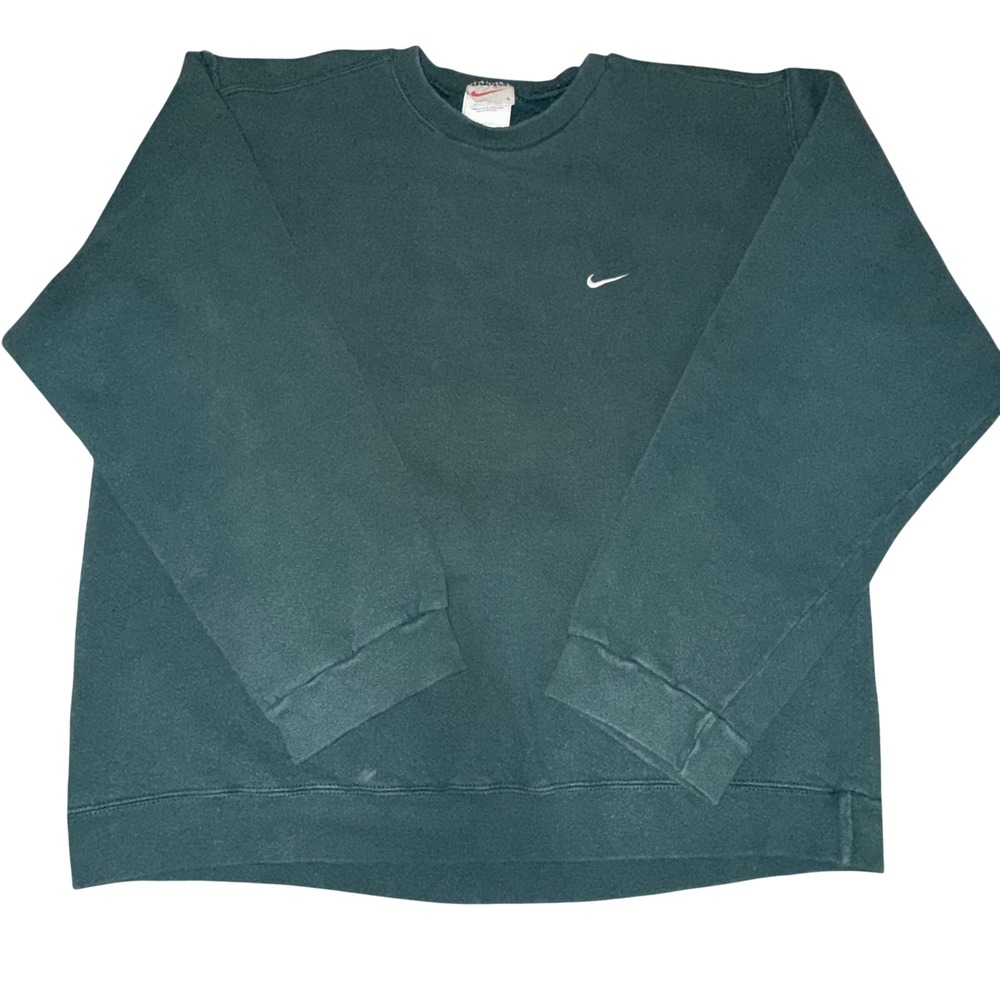 Vintage Nike Crewneck Sweatshirt Forest Green Made in USA Large Embroidered Logo
